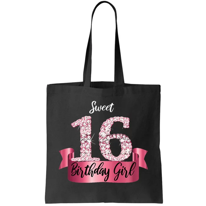 Cute Pink Black Sweet 16 Style I 16th Birthday Idea Tote Bag