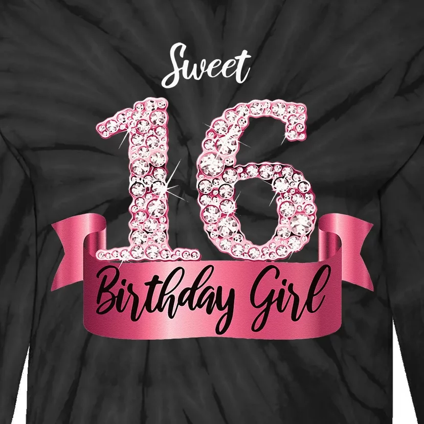 Cute Pink Black Sweet 16 Style I 16th Birthday Idea Tie-Dye Long Sleeve Shirt