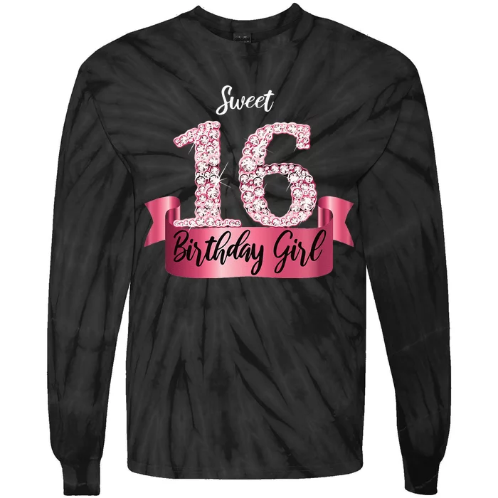 Cute Pink Black Sweet 16 Style I 16th Birthday Idea Tie-Dye Long Sleeve Shirt