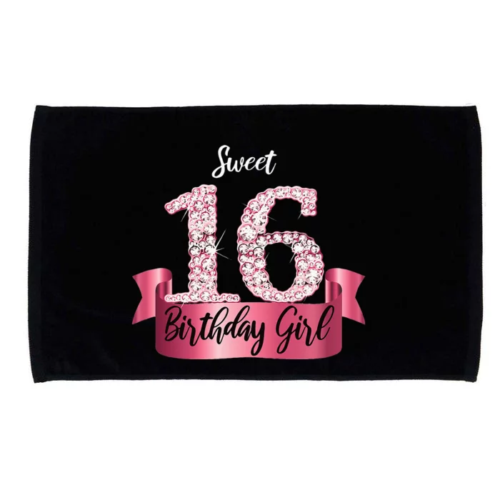 Cute Pink Black Sweet 16 Style I 16th Birthday Idea Microfiber Hand Towel