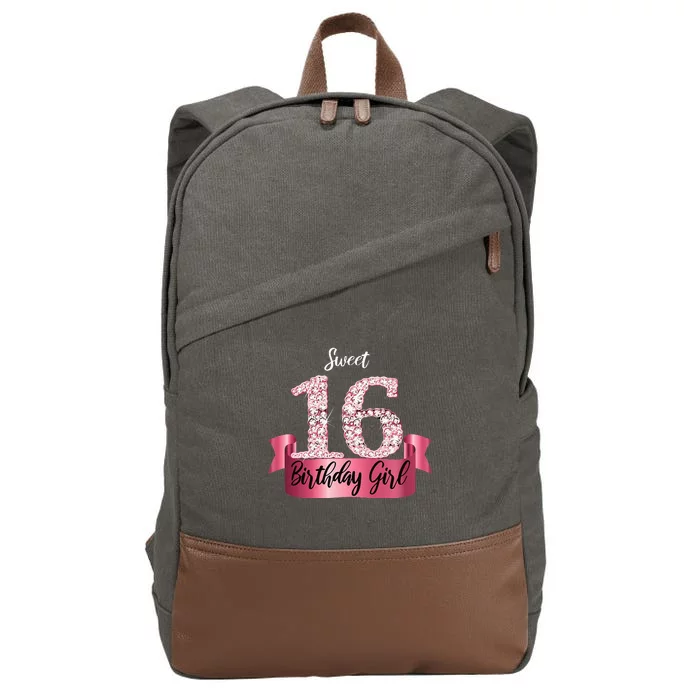 Cute Pink Black Sweet 16 Style I 16th Birthday Idea Cotton Canvas Backpack