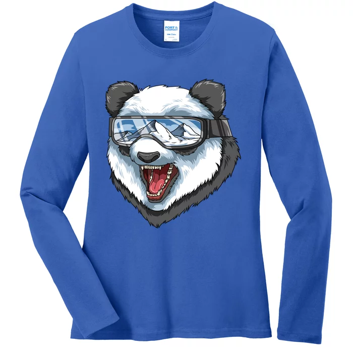 Cool Panda Bear Ski Mask Usa Ski Resort Retro Gift Great Gift Ladies Long Sleeve Shirt