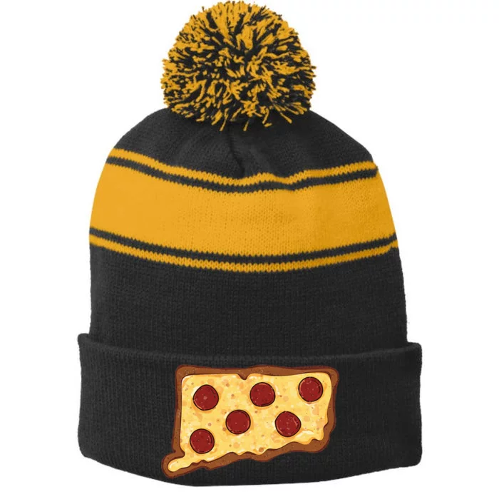 Connecticut Pizza Stripe Pom Pom Beanie