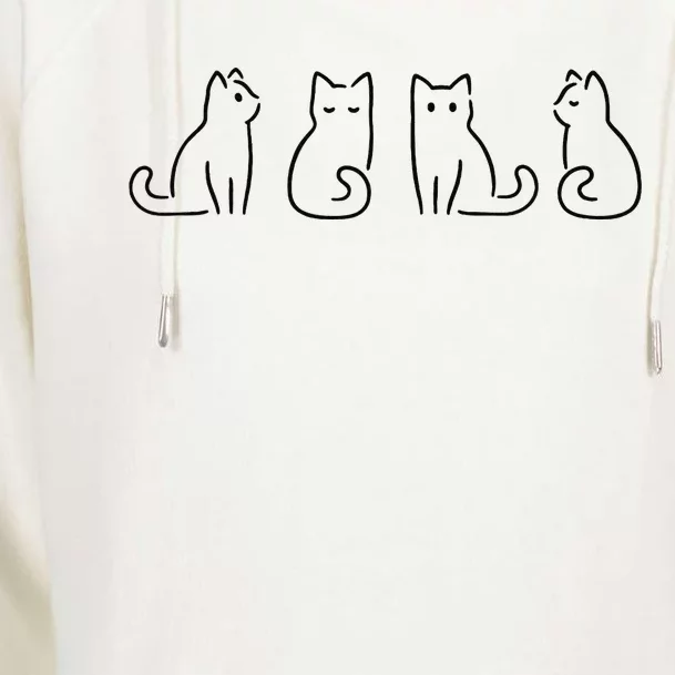 Cat Poses Cat Lover Minimalist Art Womens Funnel Neck Pullover Hood