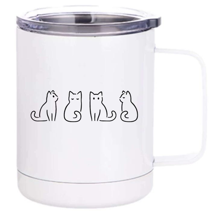 Cat Poses Cat Lover Minimalist Art Front & Back 12oz Stainless Steel Tumbler Cup