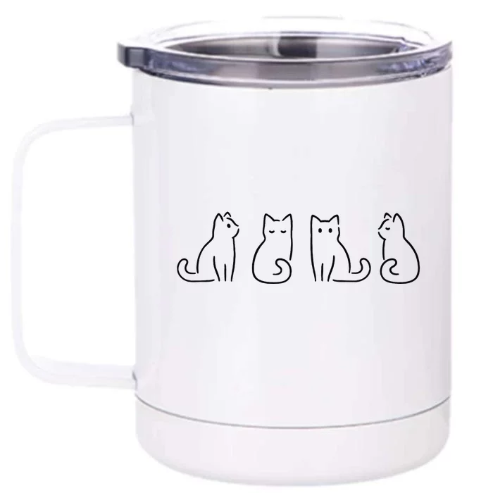 Cat Poses Cat Lover Minimalist Art Front & Back 12oz Stainless Steel Tumbler Cup