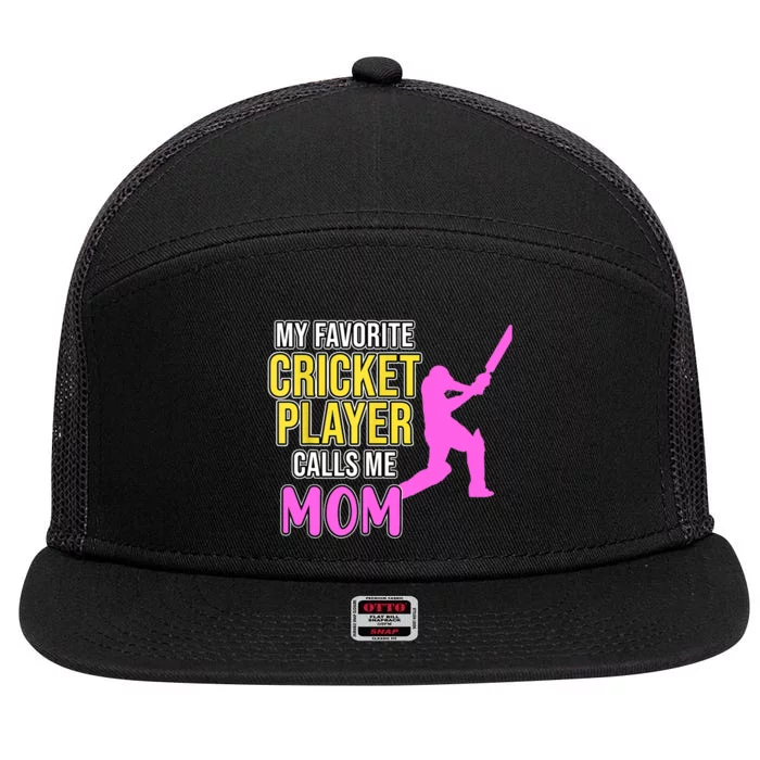 Cricket Player Calls Me Mom Sports Lover Team Coach Graphic 7 Panel Mesh Trucker Snapback Hat