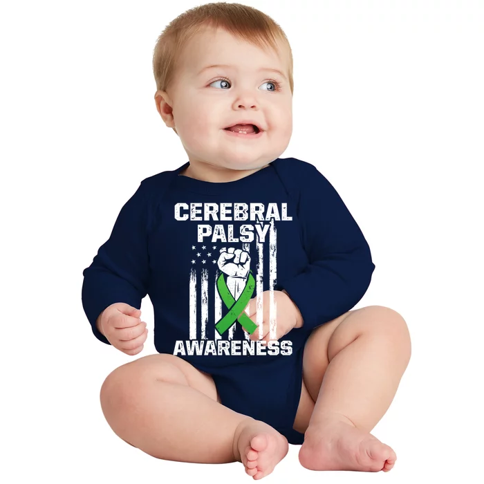 Cerebral Palsy Cp Awareness Overcoming Us Warrior Survivor Cute Gift Baby Long Sleeve Bodysuit