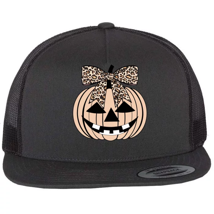 Cheetah Pumpkin Cute Halloween Flat Bill Trucker Hat