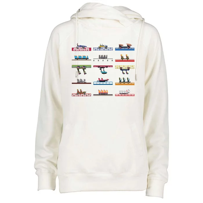 Cedar Poiint Coaster Cars Design Womens Funnel Neck Pullover Hood