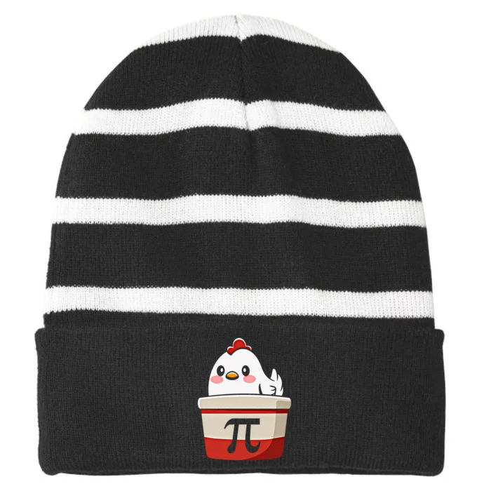 Chicken Pi Chicke Pie Funny Math Teacher Humor Top Gift Striped Beanie with Solid Band