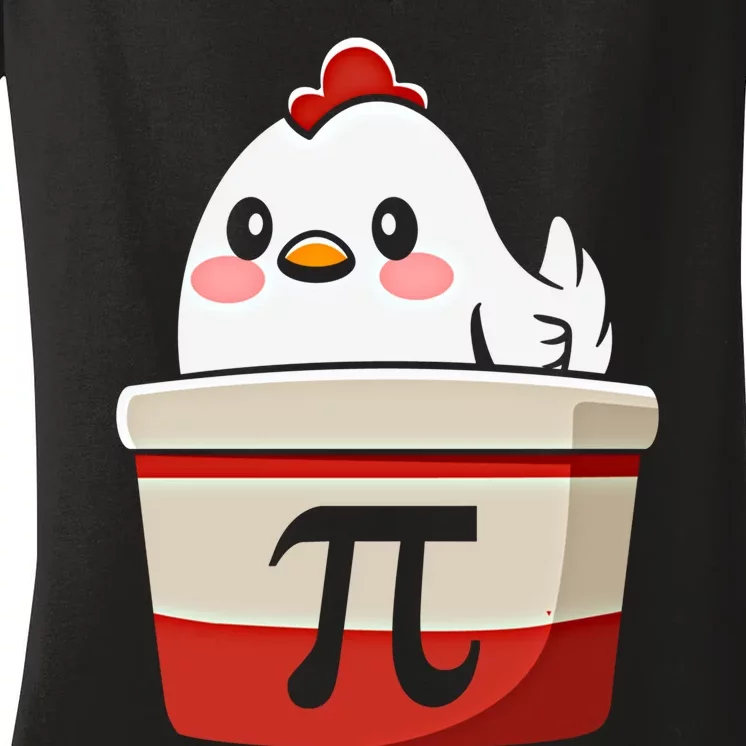 Chicken Pi Chicke Pie Funny Math Teacher Humor Top Gift Women's V-Neck T-Shirt