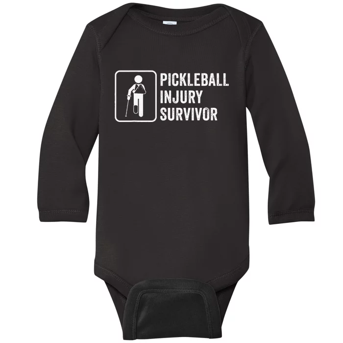 Cool Pickleball Coach With Saying Pickleball Injury Survivor Baby Long Sleeve Bodysuit