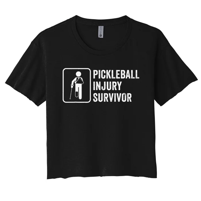 Cool Pickleball Coach With Saying Pickleball Injury Survivor Women's Crop Top Tee