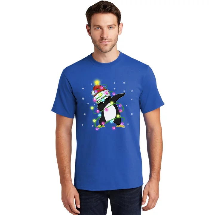 Cute Penguin Christmas Light Funny Penguin Lover Xmas Tree Funny Gift Tall T-Shirt