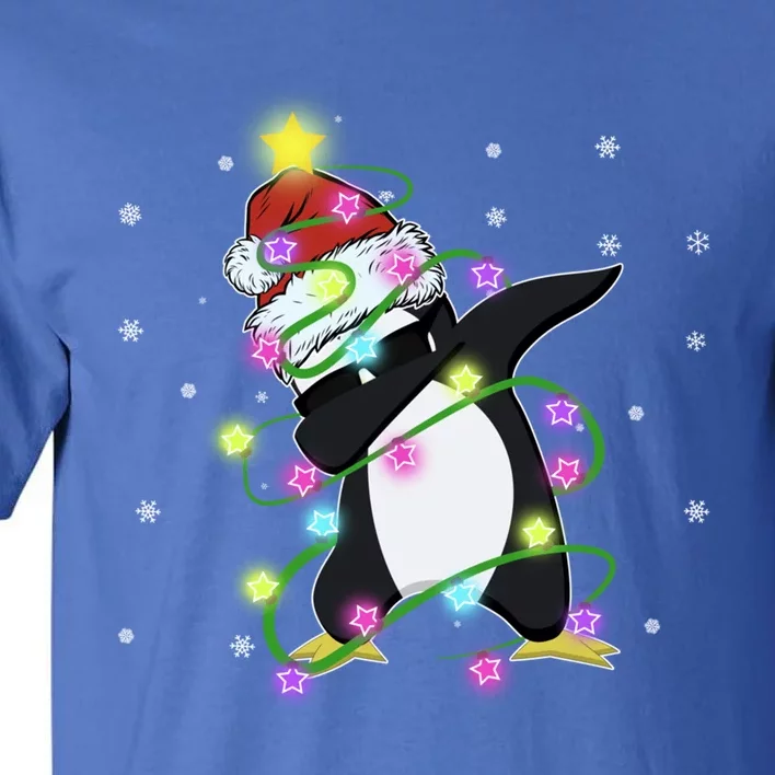 Cute Penguin Christmas Light Funny Penguin Lover Xmas Tree Funny Gift Tall T-Shirt