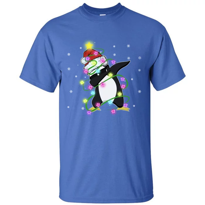 Cute Penguin Christmas Light Funny Penguin Lover Xmas Tree Funny Gift Tall T-Shirt