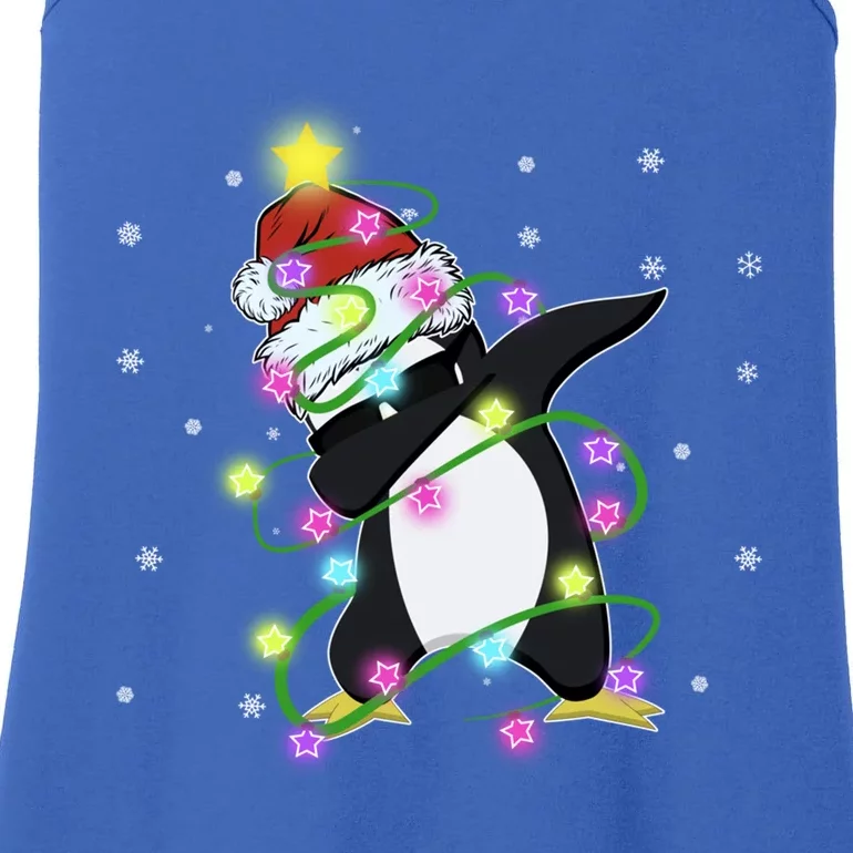 Cute Penguin Christmas Light Funny Penguin Lover Xmas Tree Funny Gift Ladies Essential Tank