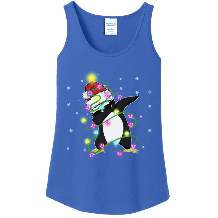 Cute Penguin Christmas Light Funny Penguin Lover Xmas Tree Funny Gift Ladies Essential Tank