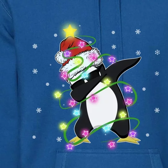 Cute Penguin Christmas Light Funny Penguin Lover Xmas Tree Funny Gift Premium Hoodie