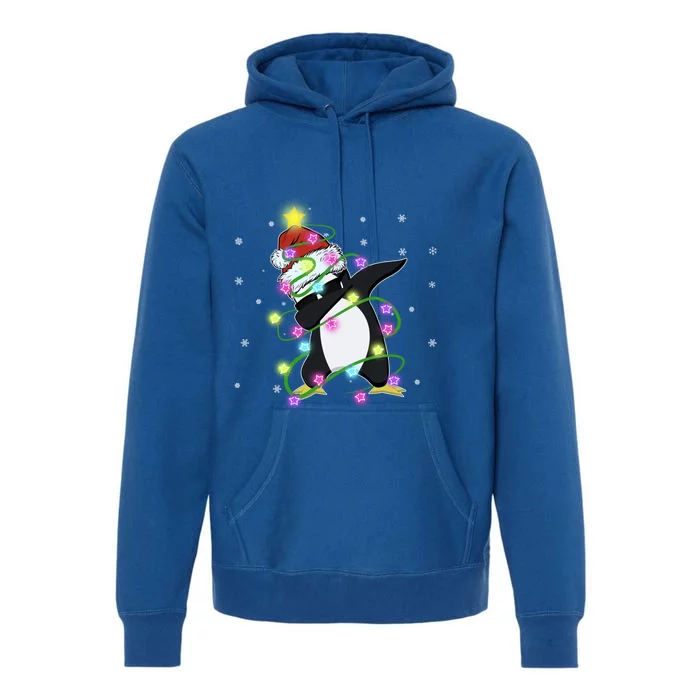 Cute Penguin Christmas Light Funny Penguin Lover Xmas Tree Funny Gift Premium Hoodie