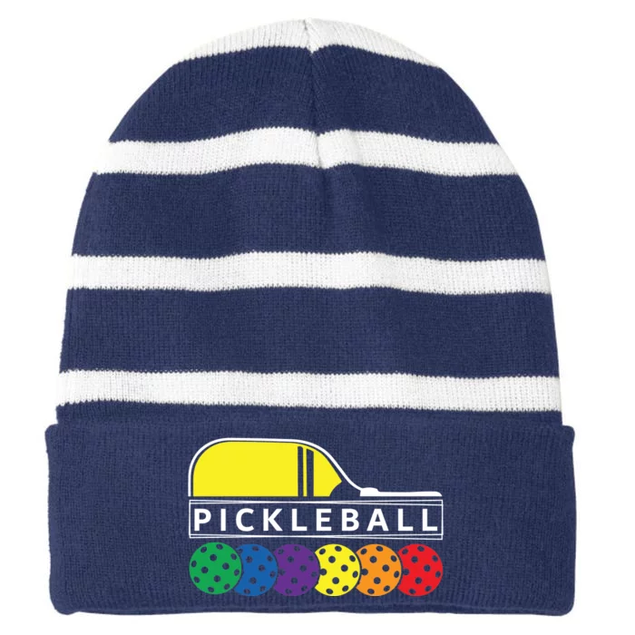 Classic Pickleball Striped Beanie with Solid Band