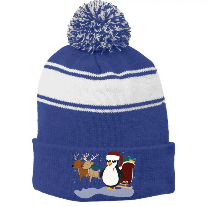 Christmas Penguin Christmas Gift Stripe Pom Pom Beanie