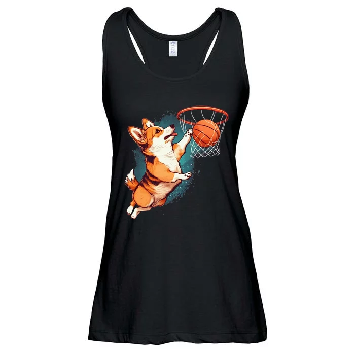 Corgi Puppy Corgi Basketball For Pet Lovers Women Men Kids Ladies Essential Flowy Tank