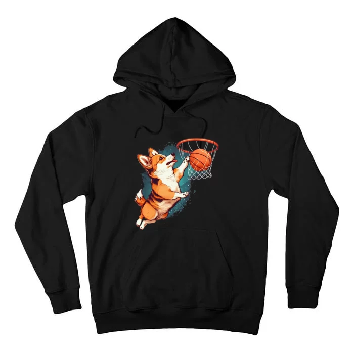 Corgi Puppy Corgi Basketball For Pet Lovers Women Men Kids Tall Hoodie