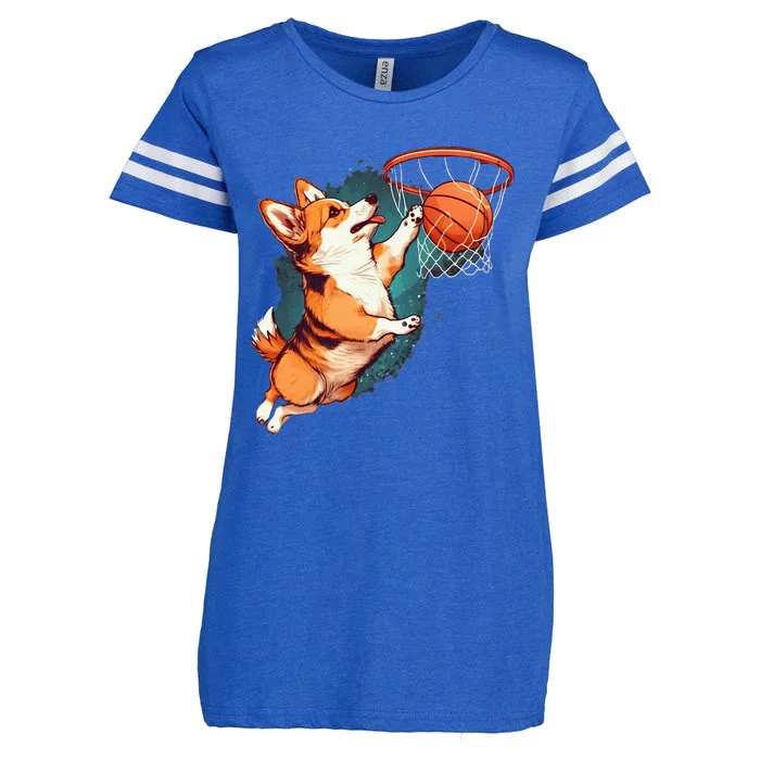 Corgi Puppy Corgi Basketball For Pet Lovers Women Men Kids Enza Ladies Jersey Football T-Shirt