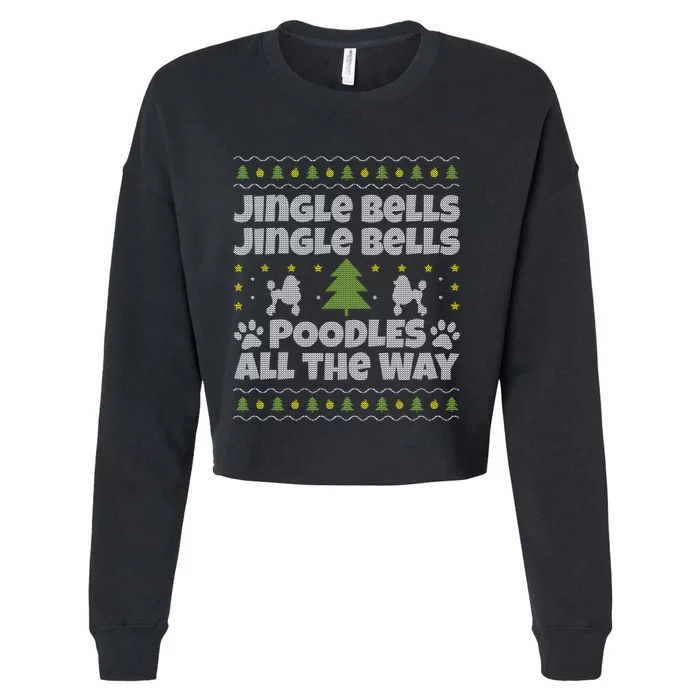 Christmas Poodle Cool Gift Cropped Pullover Crew