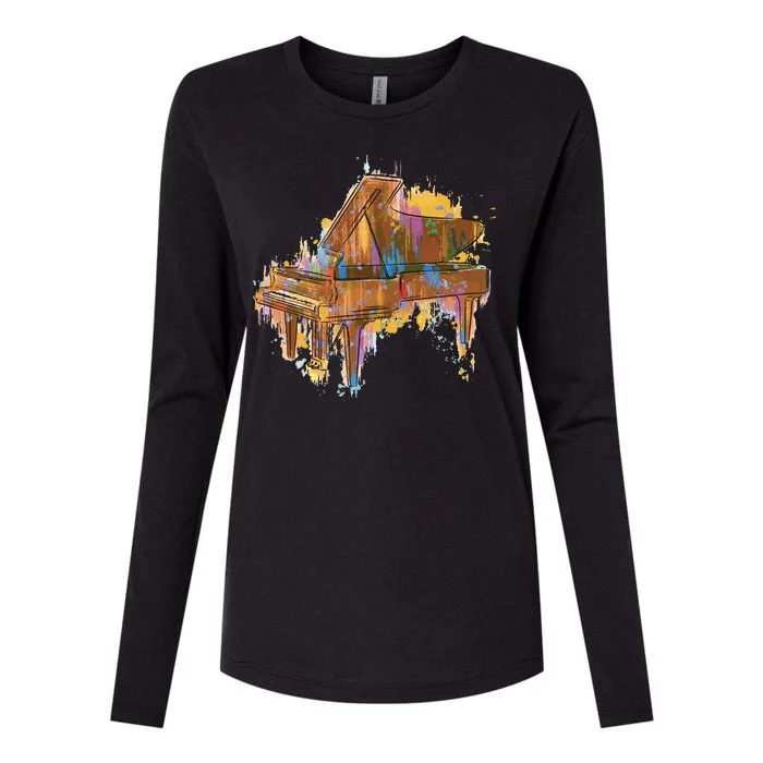 Colorful Piano Womens Cotton Relaxed Long Sleeve T-Shirt