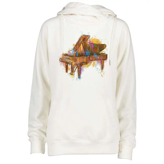 Colorful Piano Womens Funnel Neck Pullover Hood