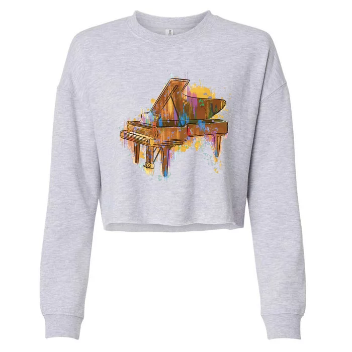 Colorful Piano Cropped Pullover Crew