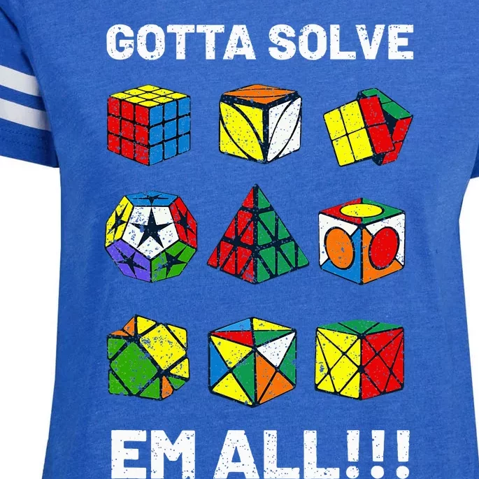 Competitive Puzzle Cube Gotta Solve Em All Speed Cubing Enza Ladies Jersey Football T-Shirt