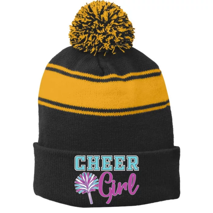 Cheerleader Practice Cheer Girl Wo Cheering Cheerleading Stripe Pom Pom Beanie