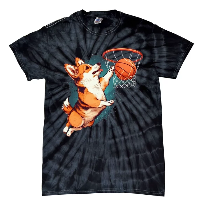 Corgi puppy Corgi Basketball for Pet Lovers Tie-Dye T-Shirt