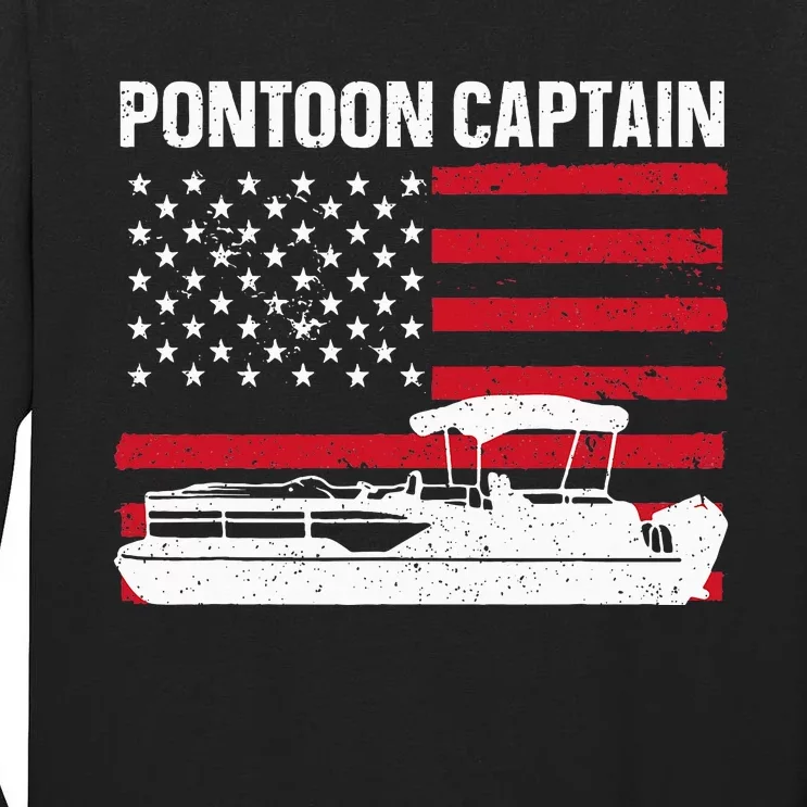 Cool Pontoon Captain Art Pontoon Boat Captain Tall Long Sleeve T-Shirt