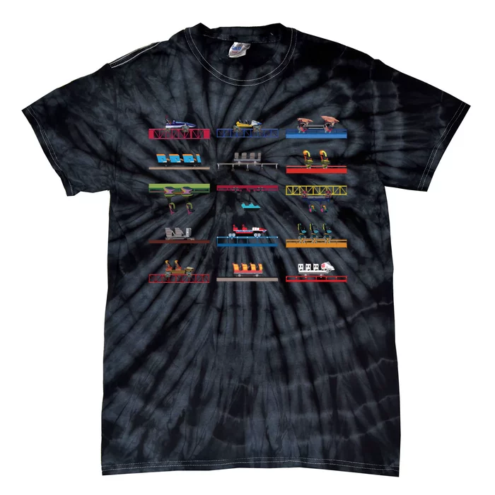 Cedar Poiint Coaster Cars Design Tie-Dye T-Shirt