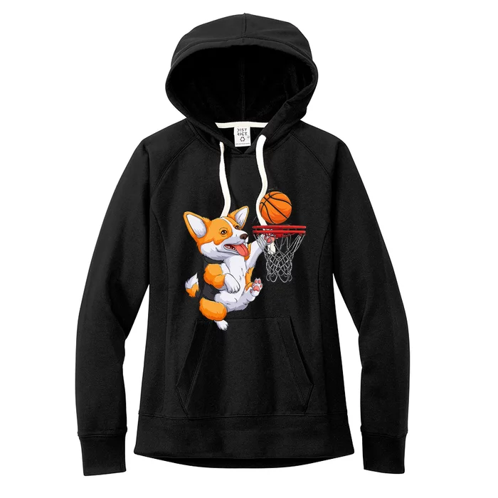 Corgi puppy Corgi Basketball for Pet Lovers Women's Fleece Hoodie