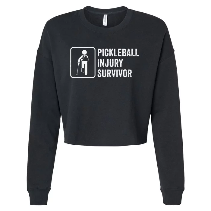 Cool Pickleball Coach With Saying Pickleball Injury Survivor Cropped Pullover Crew