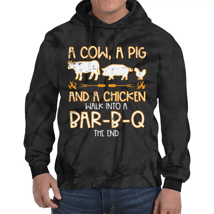 Cow Pig Chicken Walk Bar B Q Bbq Barbecue Grilling Tie Dye Hoodie