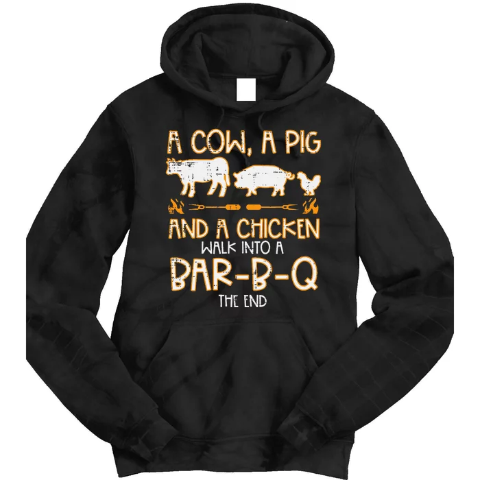 Cow Pig Chicken Walk Bar B Q Bbq Barbecue Grilling Tie Dye Hoodie