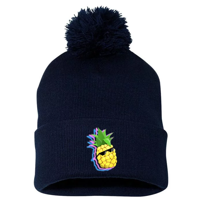 Cool Pineapple Pom Pom 12in Knit Beanie