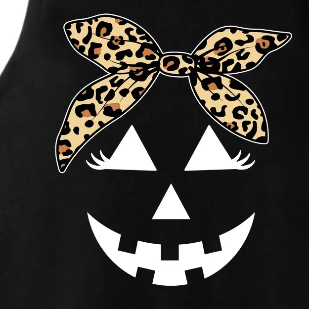 Cheetah Pumpkin Cute Halloween Ladies Tri-Blend Wicking Tank