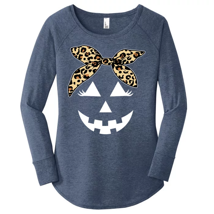 Cheetah Pumpkin Cute Halloween Women's Perfect Tri Tunic Long Sleeve Shirt