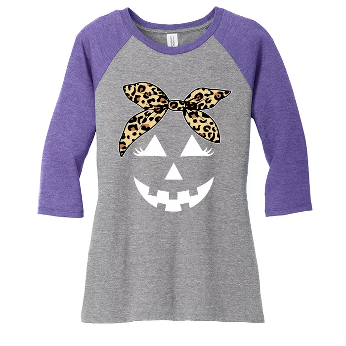 Cheetah Pumpkin Cute Halloween Women's Tri-Blend 3/4-Sleeve Raglan Shirt