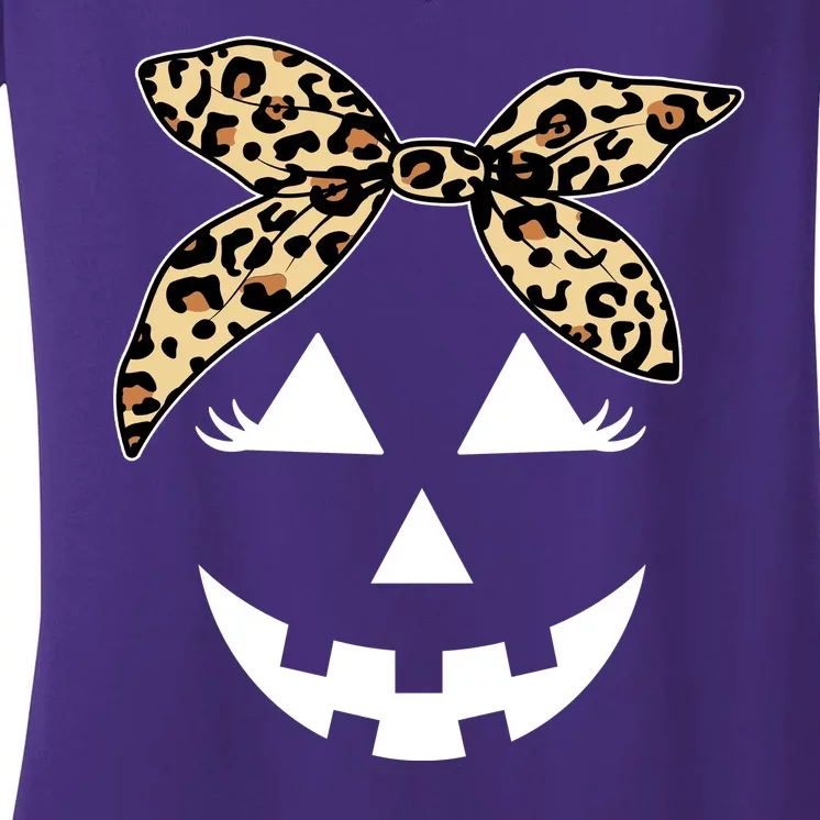 Cheetah Pumpkin Cute Halloween Women's V-Neck T-Shirt