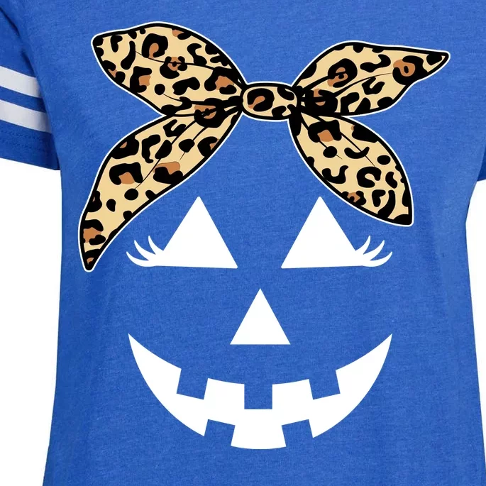 Cheetah Pumpkin Cute Halloween Enza Ladies Jersey Football T-Shirt