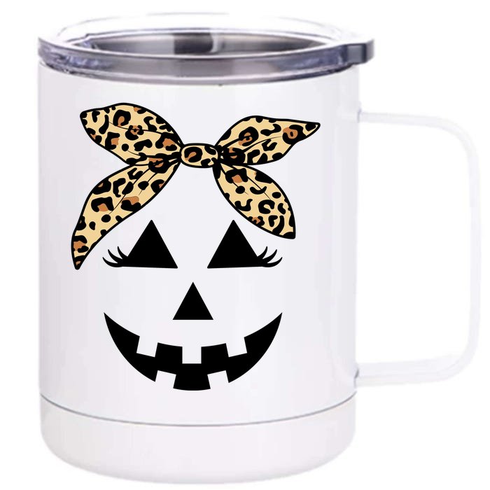 Cheetah Pumpkin Cute Halloween Front & Back 12oz Stainless Steel Tumbler Cup